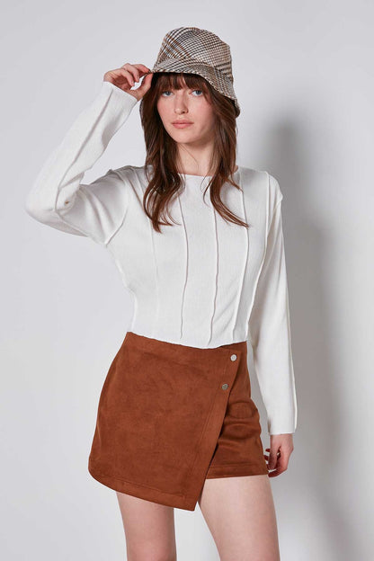 STUDS DETAILED ARTIFICIAL SUITE SHORTS SKIRT