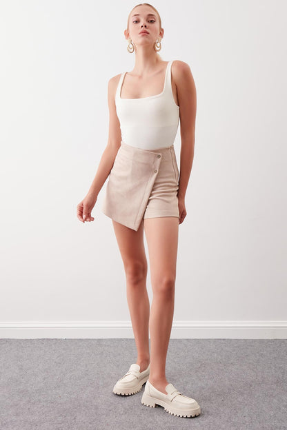 STUDS DETAILED ARTIFICIAL SUITE SHORTS SKIRT