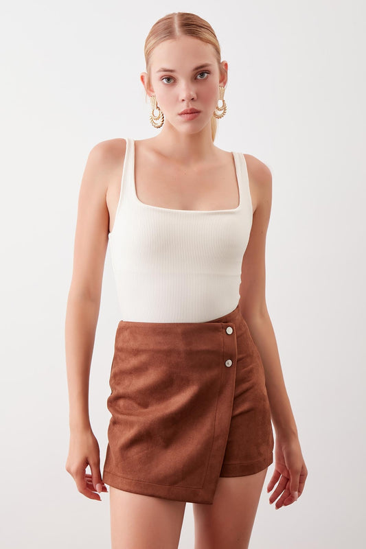 STUDS DETAILED ARTIFICIAL SUITE SHORTS SKIRT