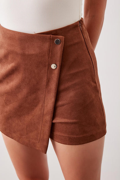 STUDS DETAILED ARTIFICIAL SUITE SHORTS SKIRT