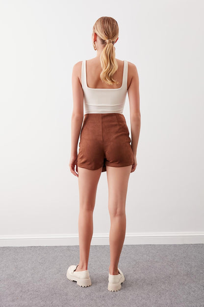 STUDS DETAILED ARTIFICIAL SUITE SHORTS SKIRT