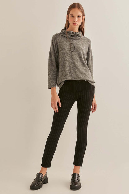 FIVE POCKET TIGHTS WITH LINE PATTERN