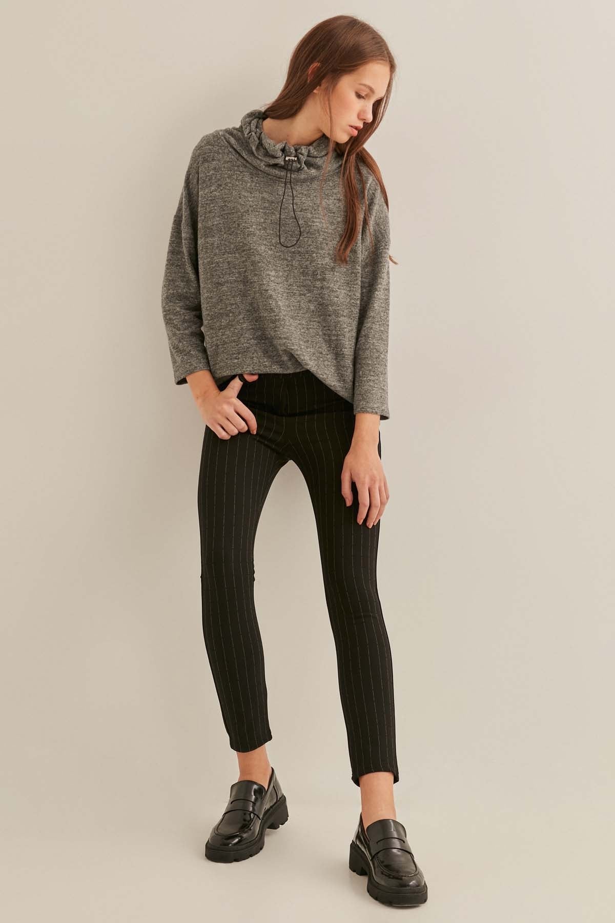 FIVE POCKET TIGHTS WITH LINE PATTERN