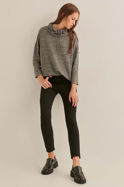 FIVE POCKET TIGHTS WITH LINE PATTERN