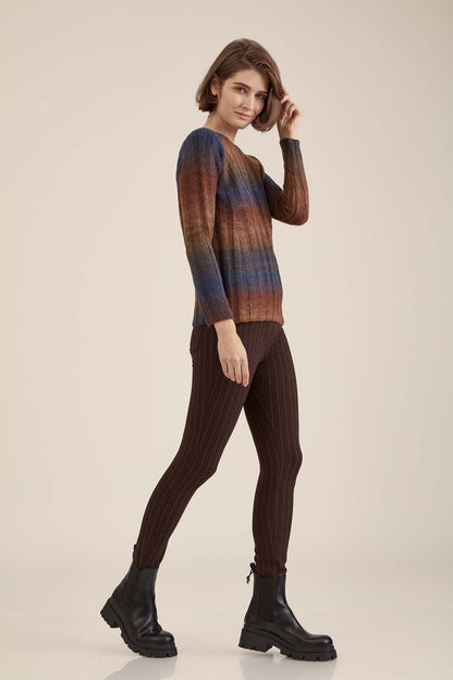 FIVE POCKET TIGHTS WITH LINE PATTERN
