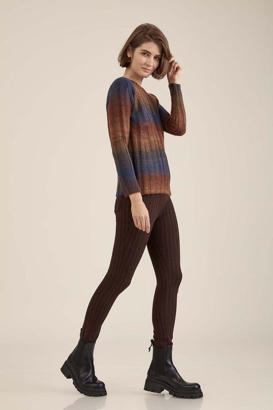 FIVE POCKET TIGHTS WITH LINE PATTERN