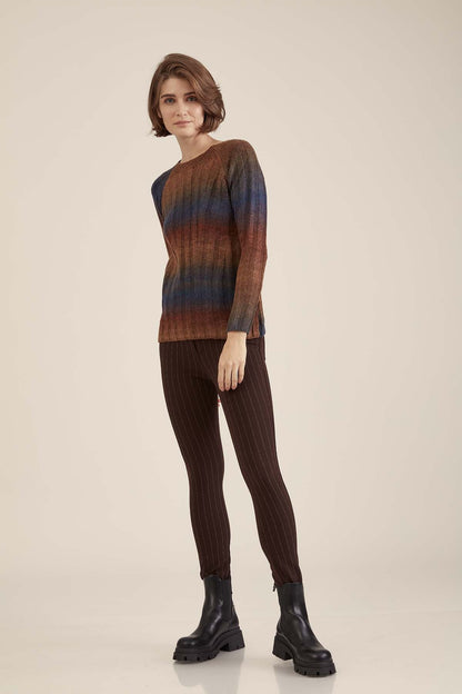 FIVE POCKET TIGHTS WITH LINE PATTERN