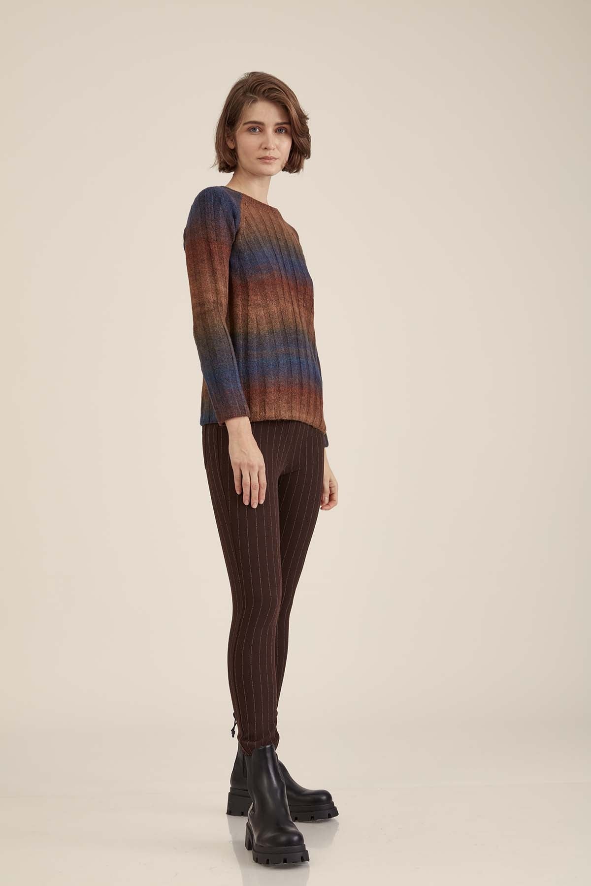 FIVE POCKET TIGHTS WITH LINE PATTERN