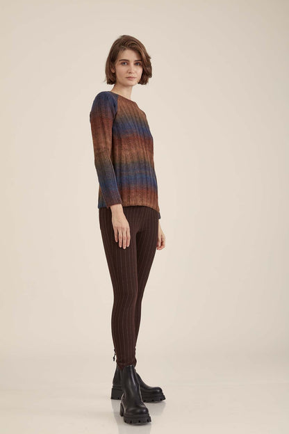 FIVE POCKET TIGHTS WITH LINE PATTERN