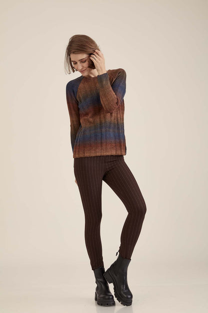 FIVE POCKET TIGHTS WITH LINE PATTERN