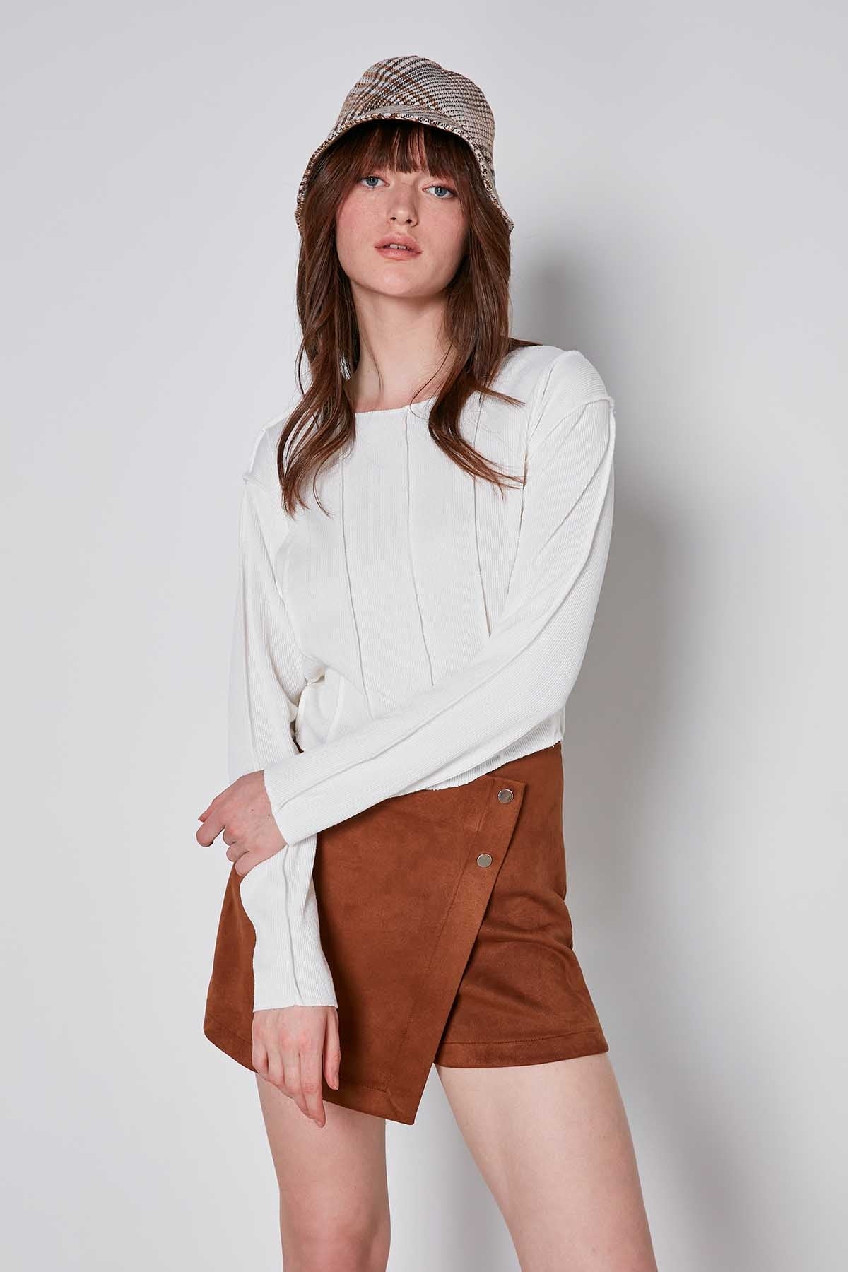 CROP PATCHWORK KNITTED BLOUSE