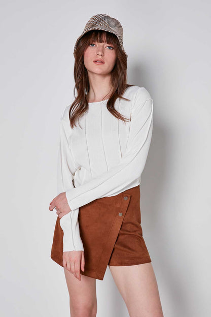 CROP PATCHWORK KNITTED BLOUSE