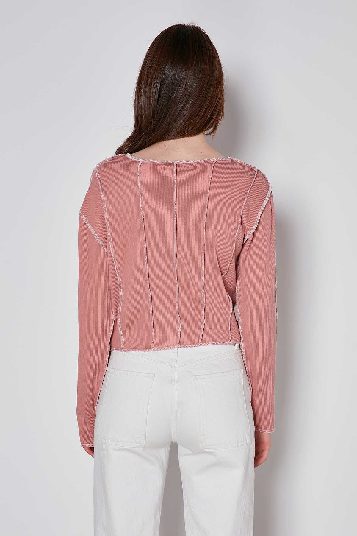 CROP PATCHWORK KNITTED BLOUSE