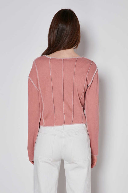 CROP PATCHWORK KNITTED BLOUSE