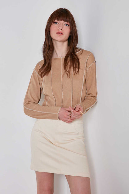 CROP PATCHWORK KNITTED BLOUSE