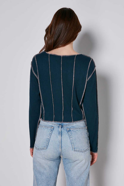 CROP PATCHWORK KNITTED BLOUSE
