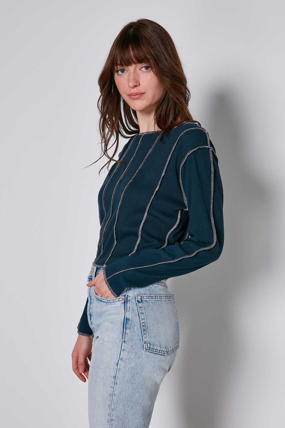CROP PATCHWORK KNITTED BLOUSE