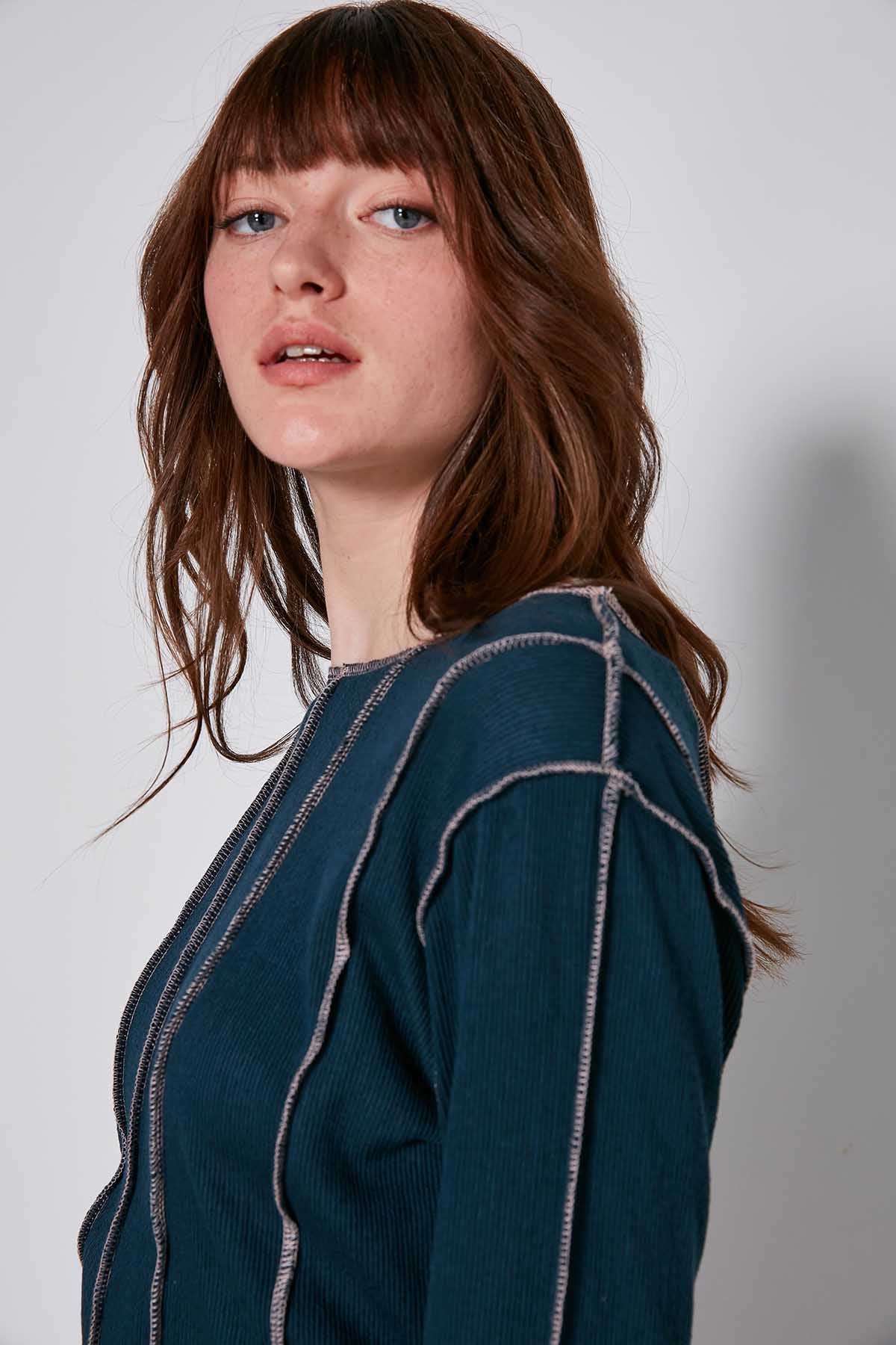 CROP PATCHWORK KNITTED BLOUSE