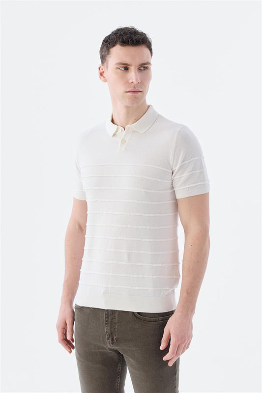 Ecru Slim Fit Polo Collar T Shirt