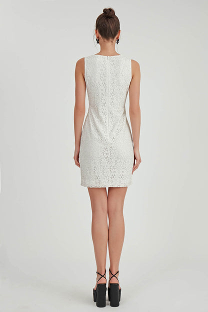 LACE SLEEVELESS LINED DRESS