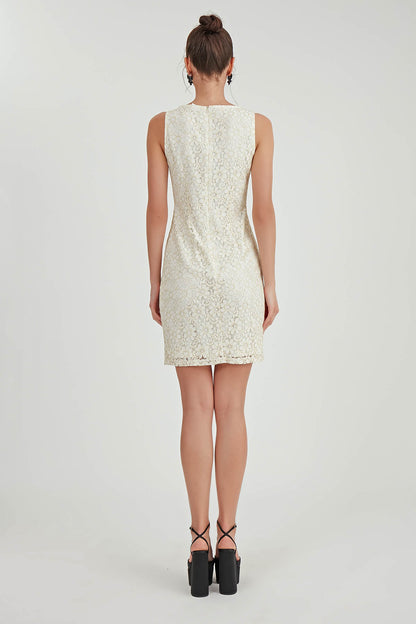 LACE SLEEVELESS LINED DRESS