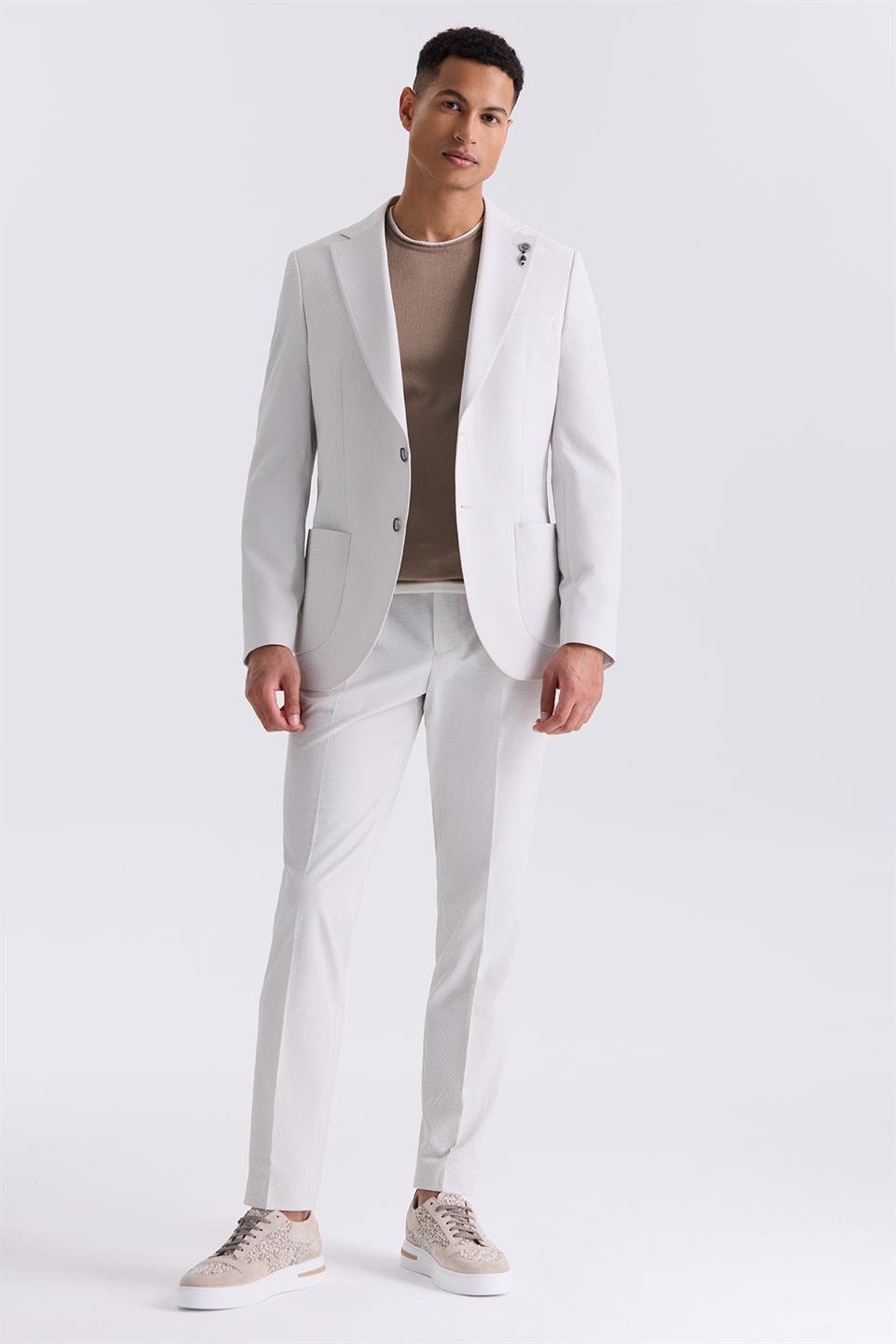 White Stone Slim Fit Single Collar Sports Suit