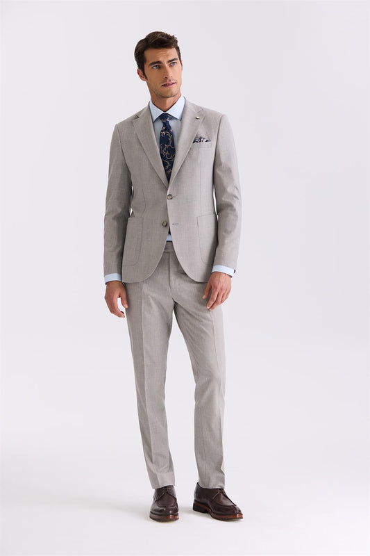 Stone Slim Fit Single Collar Wool Suit