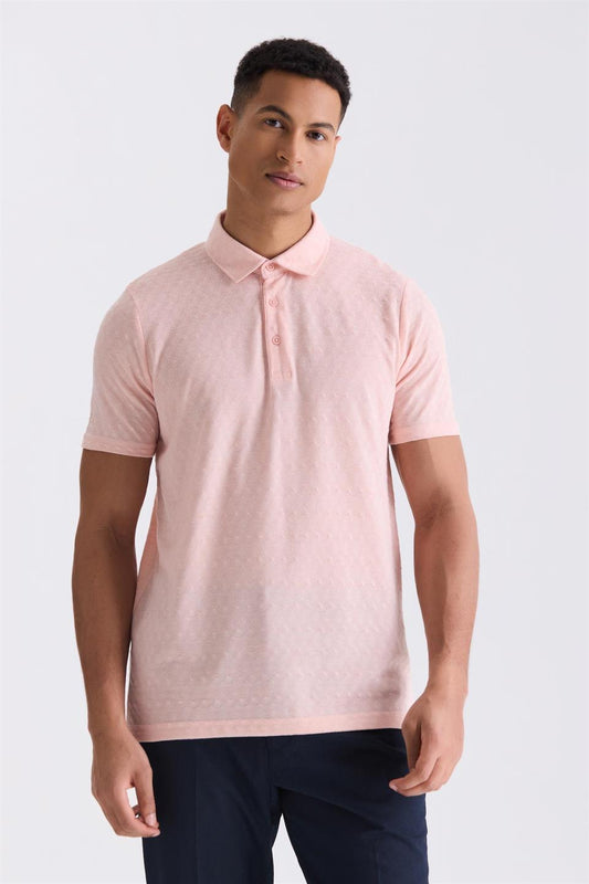 Pink Slim Fit Polo Collar T Shirt.
