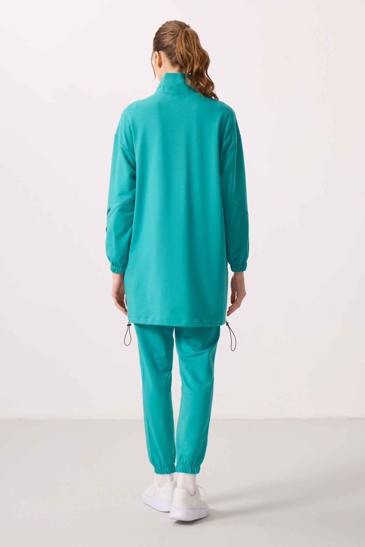 Stand-Up Collar Zippered Comfort Fit Women's Tracksuit Tunic Set - 95345