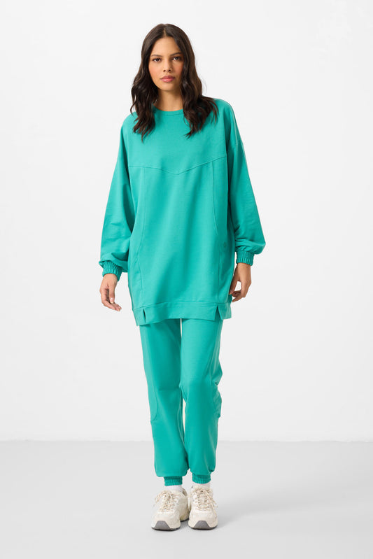 Basic Oversize Women's Tracksuit Tunic Set - 95347