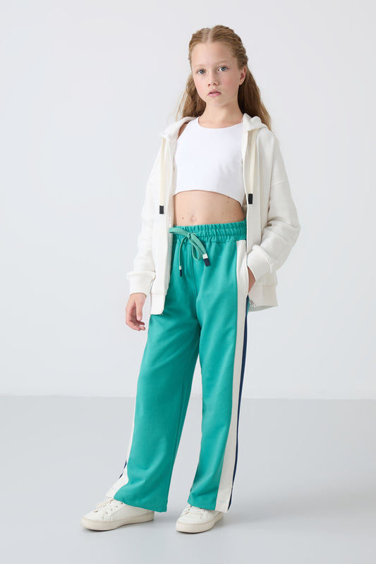 Slit Detailed Pocket Wide Leg Girls' Tracksuit Bottom - 75141