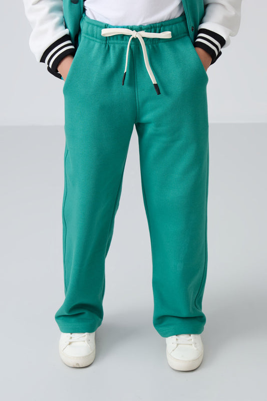 Cotton Fleece-Lined Soft Textured Standard Fit Embroidered Girls' Tracksuit Bottom - 75146