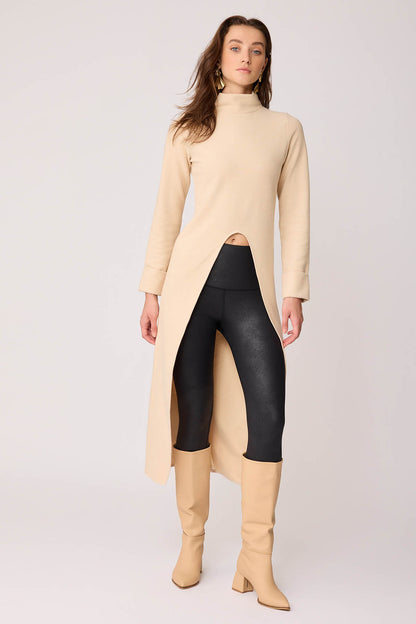 DEEP-SPLIT KNITTED BLOUSE