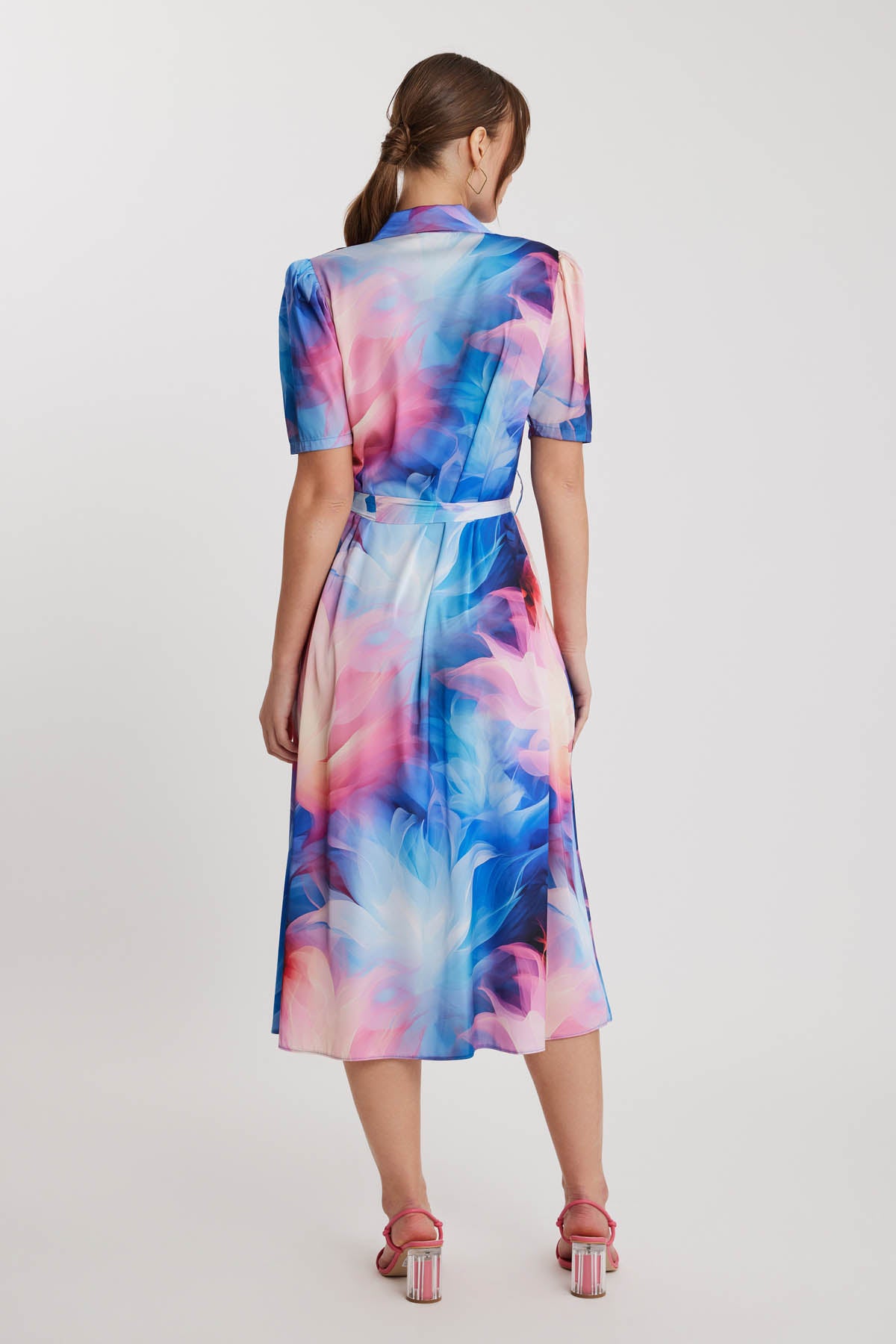 ABSTRACT PATTERNED BUTTON BELT DRESS