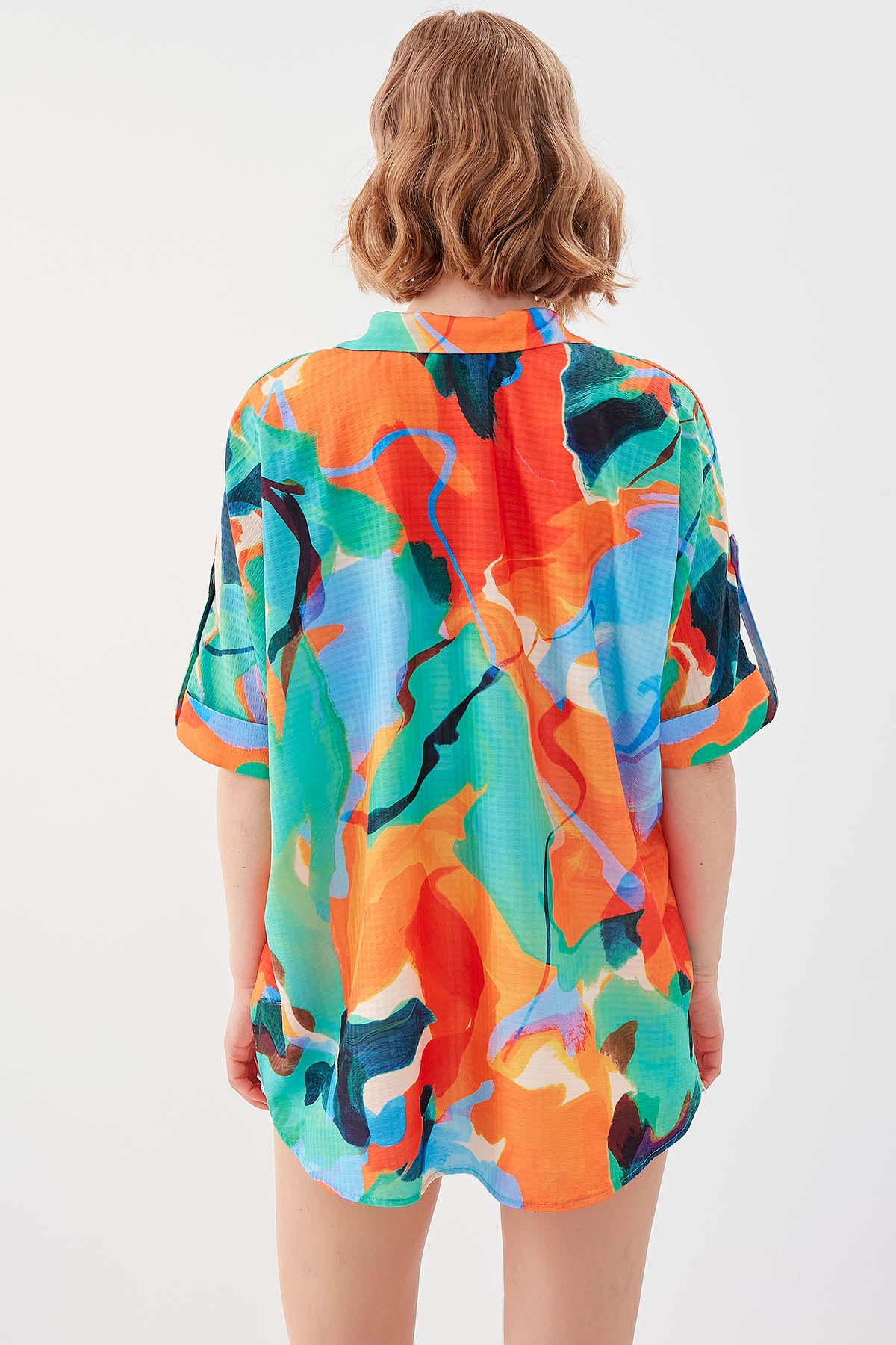 MULTICOLOR PATTERNED SHORT SLEEVE COMFY SHIRT