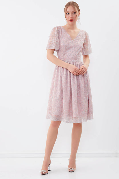 TRANSPARENT PATTERNED SLEEVE DRESS