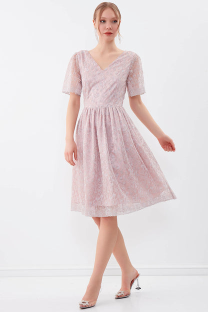 TRANSPARENT PATTERNED SLEEVE DRESS