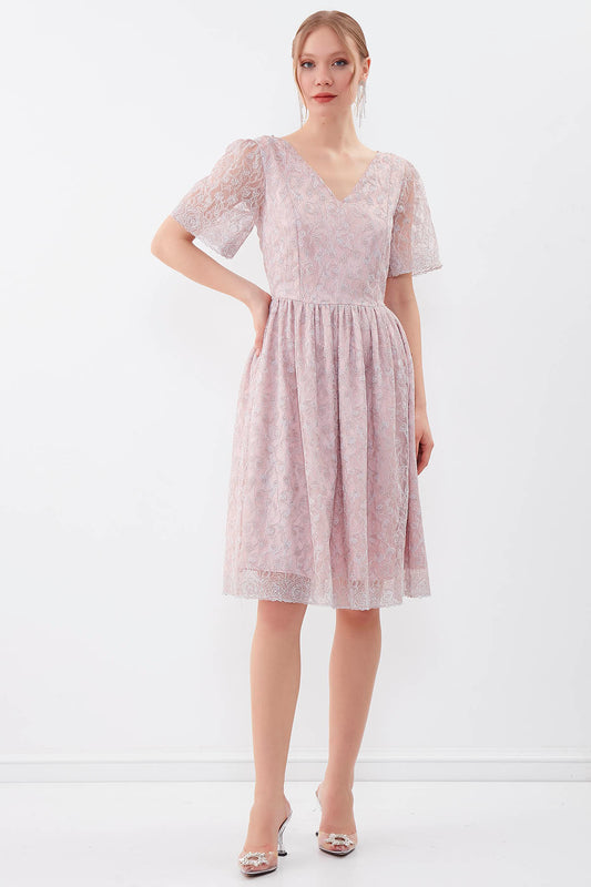TRANSPARENT PATTERNED SLEEVE DRESS