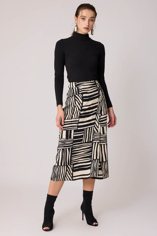 ELEGANT PATTERNED FRONT-BUTTON SKIRT