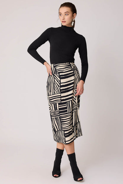 ELEGANT PATTERNED FRONT-BUTTON SKIRT