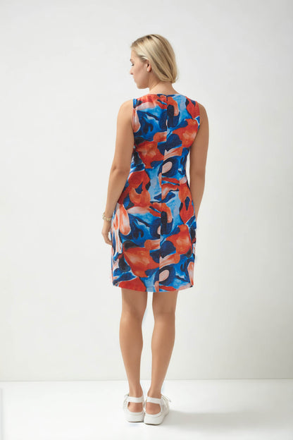 ABSTRACT PATTERNED LINEN DRESS