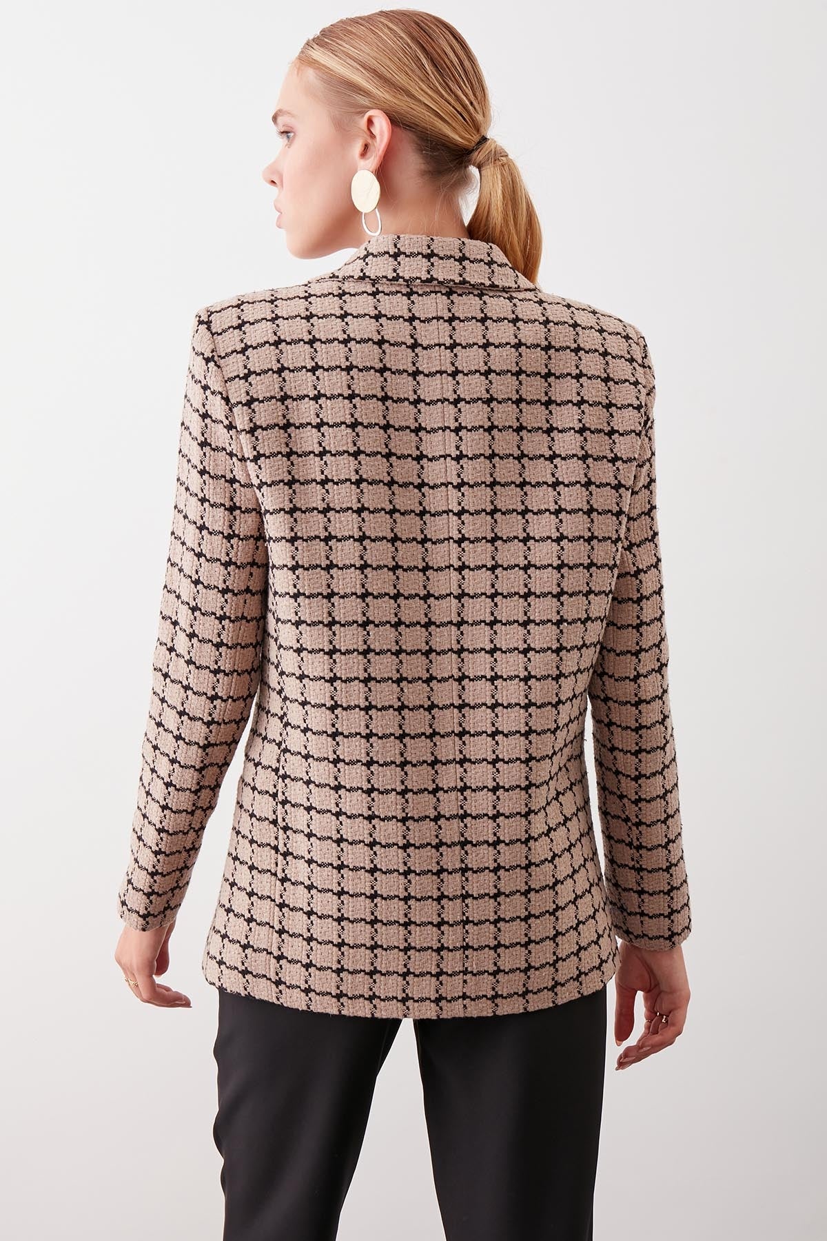 CLASSIC PATTERNED SINGLE BUTTON JACKET