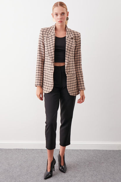 CLASSIC PATTERNED SINGLE BUTTON JACKET