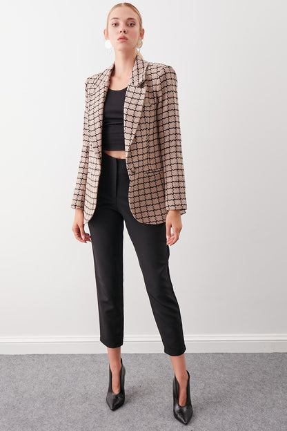 CLASSIC PATTERNED SINGLE BUTTON JACKET