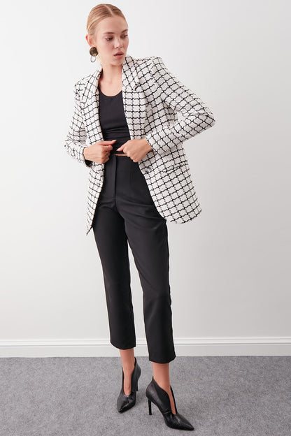 CLASSIC PATTERNED SINGLE BUTTON JACKET