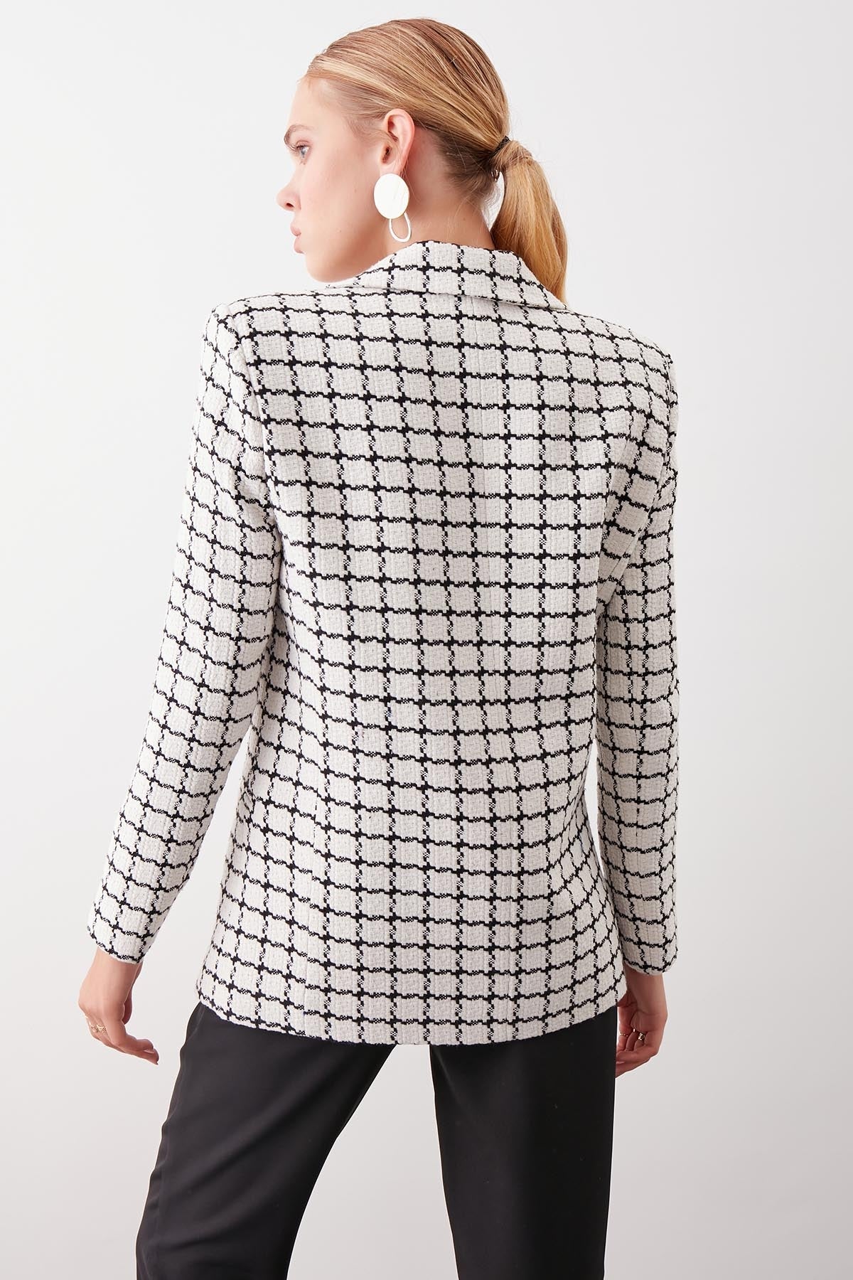 CLASSIC PATTERNED SINGLE BUTTON JACKET