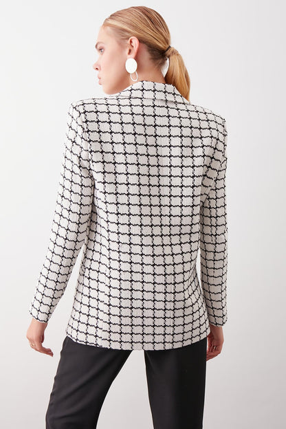 CLASSIC PATTERNED SINGLE BUTTON JACKET