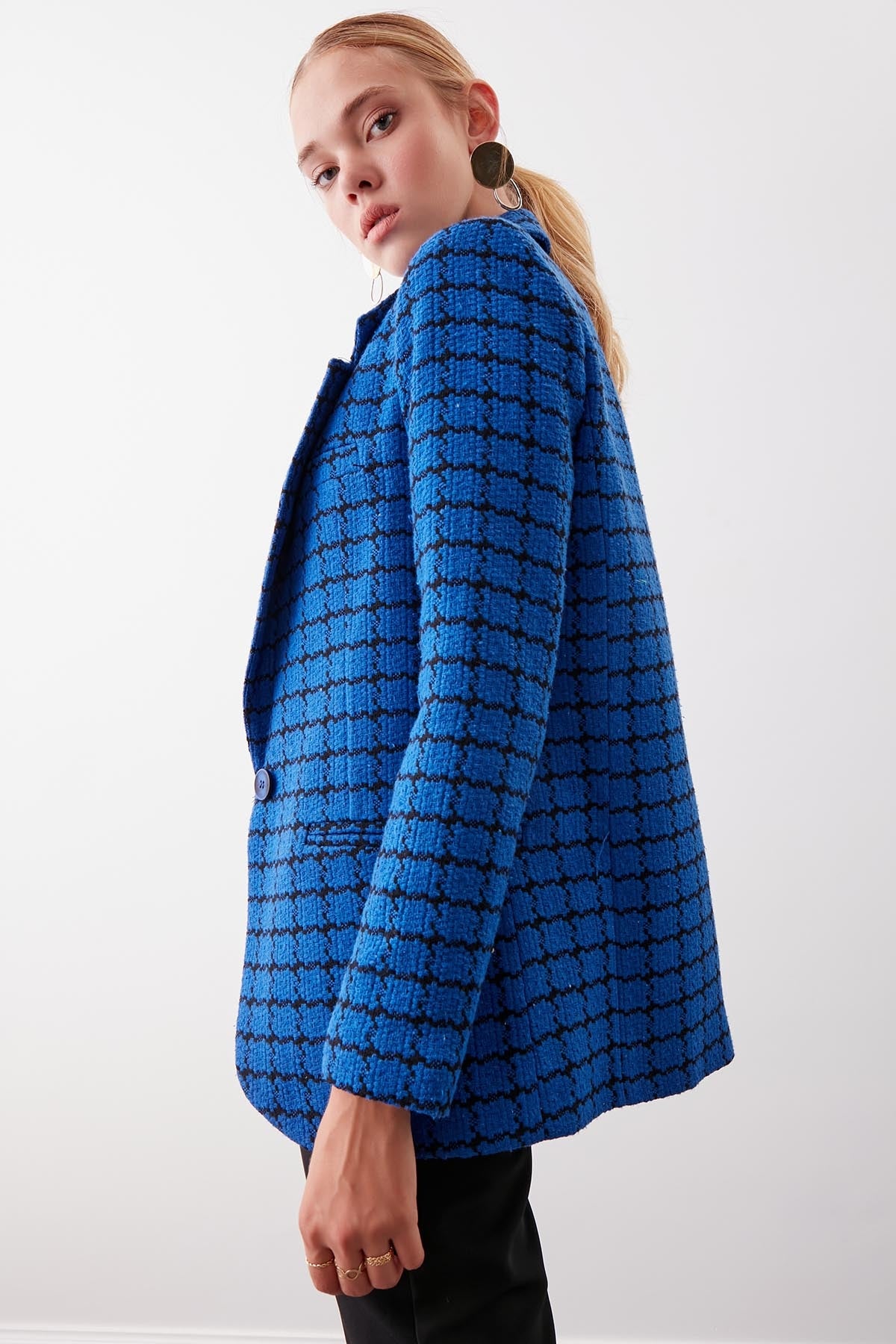 CLASSIC PATTERNED SINGLE BUTTON JACKET
