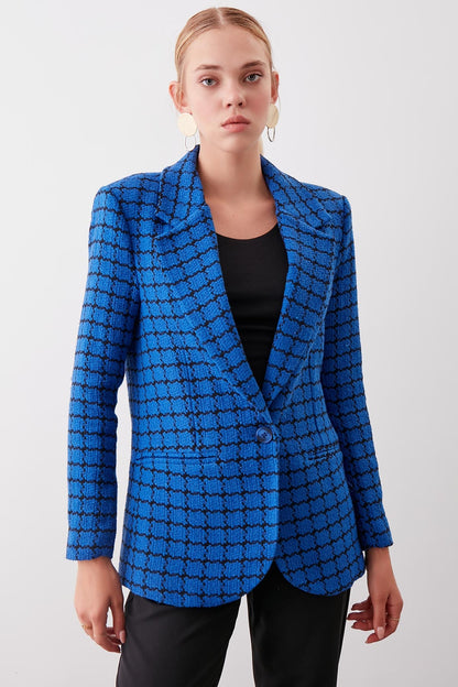 CLASSIC PATTERNED SINGLE BUTTON JACKET