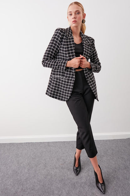 CLASSIC PATTERNED SINGLE BUTTON JACKET